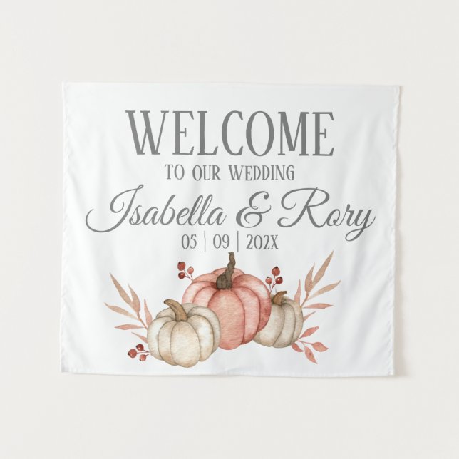 Tenture Bouquet de potirons de mariage Pretty Fall  (Devant (Horizontal))