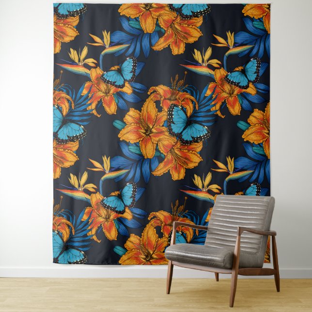 Tenture Bouquet tropical (En situation)