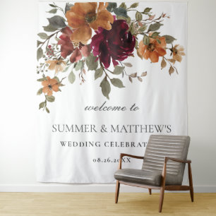 Tenture Bourgogne Brûlé Orange Rouille Mariage Floral Cont
