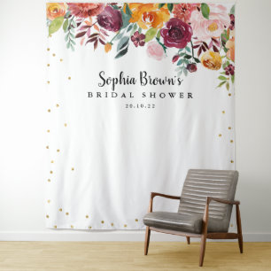 Tenture Bourgogne Rouge Floral Mariage Photobooth
