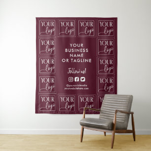 Tenture Bourgogne Votre Logo et Fond de Médias Sociaux