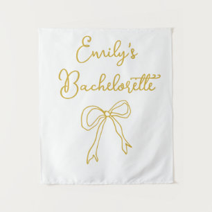 Tenture Bouteille photo Bachelorette blanche et or personn