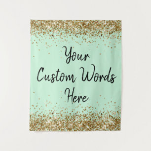 Tenture Bouteille photo personnalisée Mint Green Gold Anni