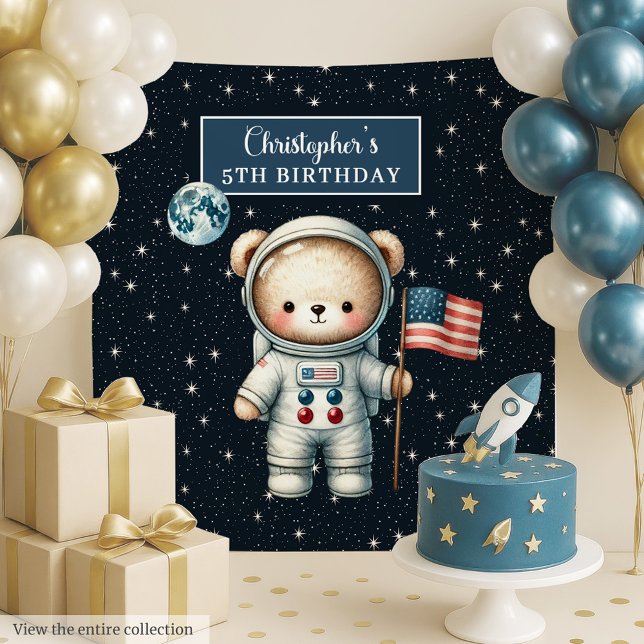 Tenture Boy Birthday Wall Decor avec Space Teddy Bear (Boy Birthday Wall Decor with Space Teddy Bear)
