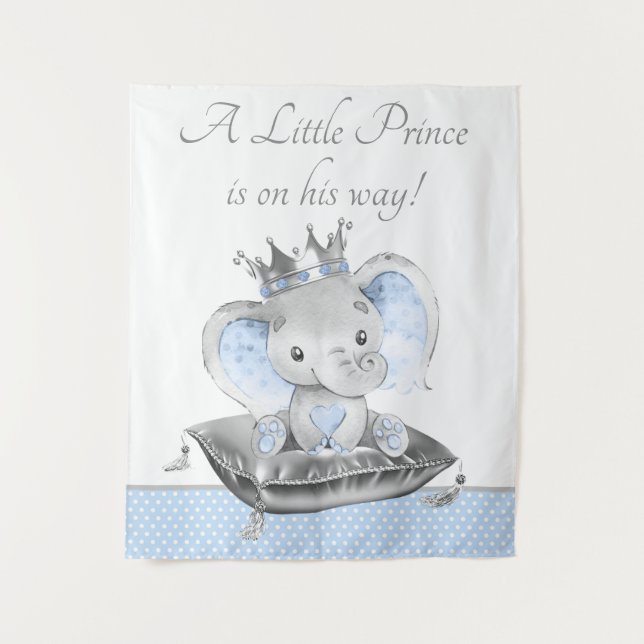 Tenture Boy Elephant Prince Baby shower de fond Bannière (Devant)