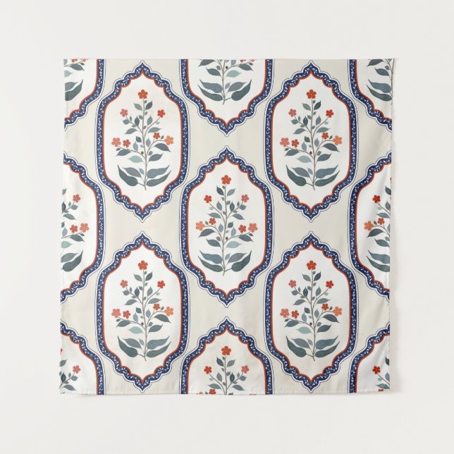 Tenture Branches de fleurs orientales : Kalamkari Indian. (Devant)