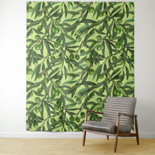 Tenture Branches d'olive sur le vert miel