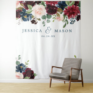 Tenture Breezy Burgundy Mariage arrière-plan Photo Booth