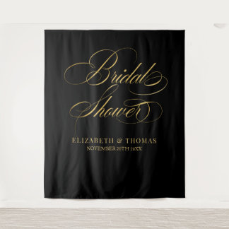 Tenture Bridal shower elegant black and gold backdrop