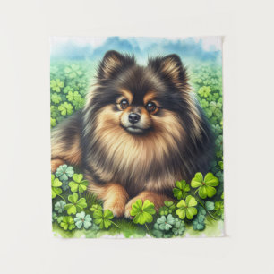 Tenture Brindle Pomeranian Shamrock