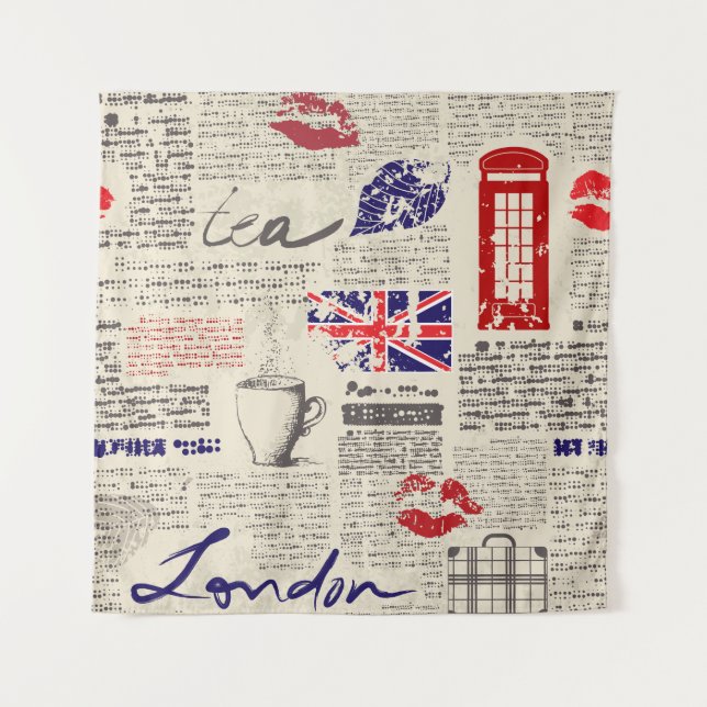 Tenture British newspaper pattern (Devant)