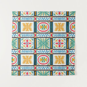 Tenture Broderie italienne Majolica : Floral méditerranéen