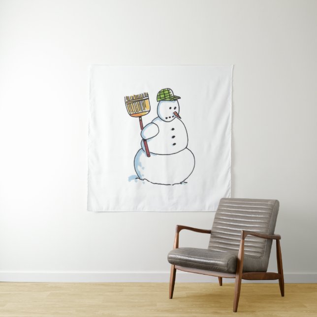 Tenture Broom Snowman (En situation)
