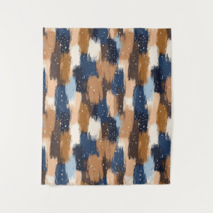 Tenture Brosses Abstraites en bleu, blanc et Brown (2)