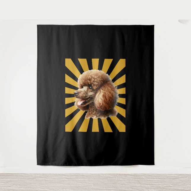 Tenture Brown Standard Poodle Retro Sunburst (Devant)