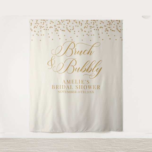 Tenture Bruch and bubbly cream glitter gold backdrop (Devant)