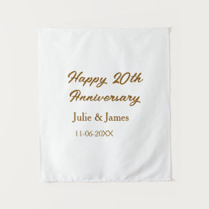 Tenture Brun doré joyeux 20e anniversaire nom datsimple