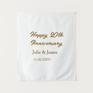 Tenture Brun doré joyeux 20e anniversaire nom datsimple