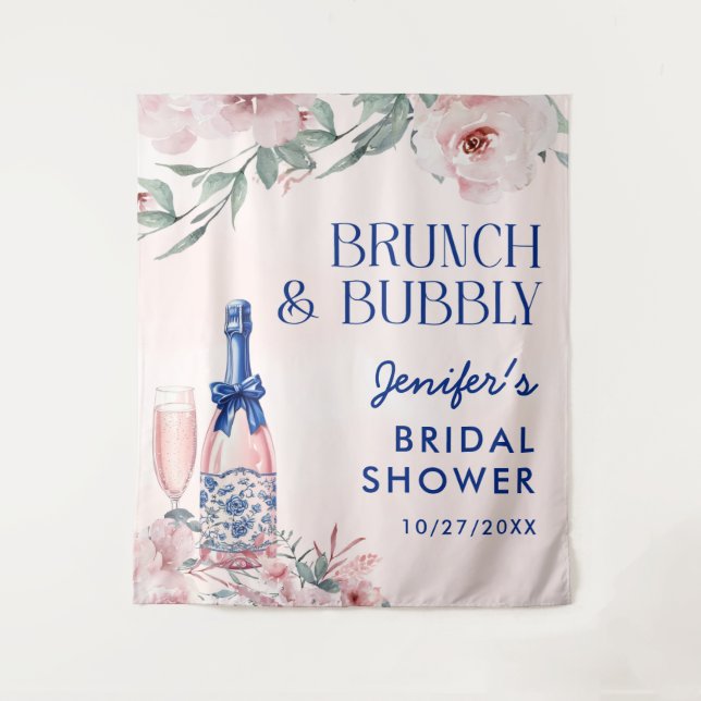 Tenture Brunch au champagne et Fête des mariées à bulles (Devant)