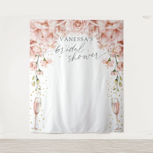 Tenture Brunch et Bubbly floral Backdrop pour la Mariée (Devant)