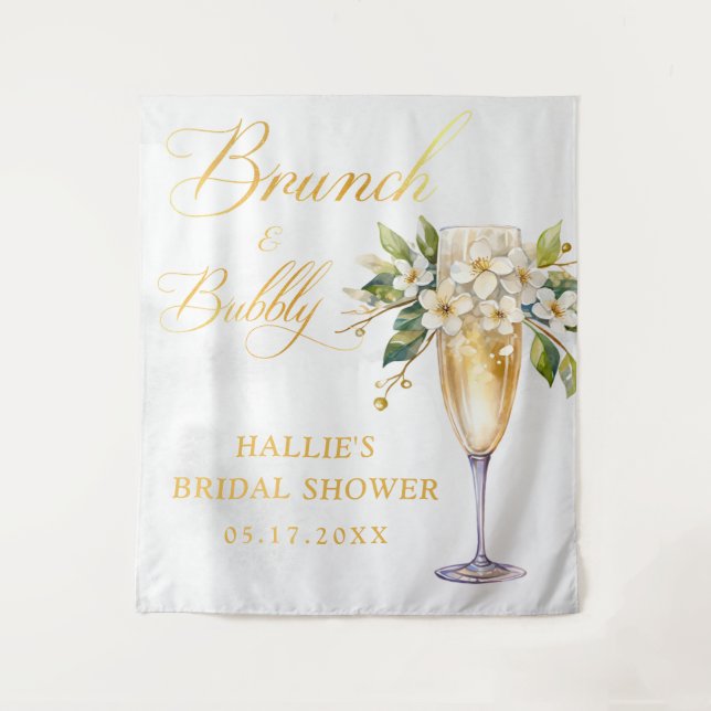 Tenture Brunch et Fête des mariées champagne Bubbly (Devant)