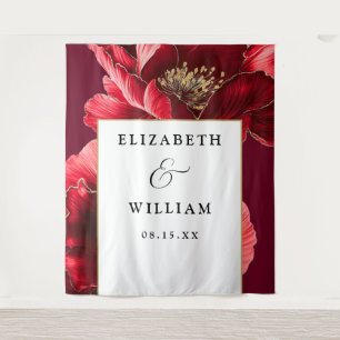 Tenture Burgundy Et Gold Floral Mariage Fond Photo