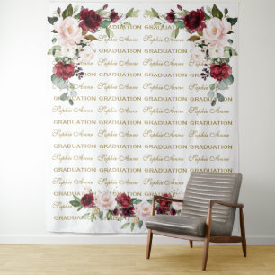 Tenture Burgundy Floral Step & Repeat Graduation Backdrop