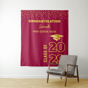 Tenture Burgundy & Gold Custom Graduation Party Contexte