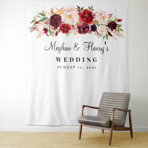 Tenture Burgundy Mariage Backdrop, Photo Booth Prop