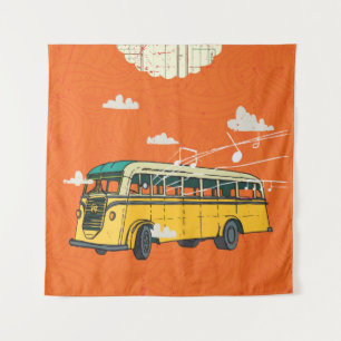 Tenture Bus vintage : Arrière-plan de la texture des nuage