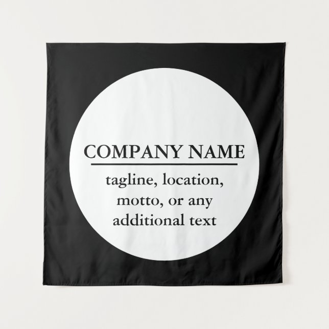 Tenture Business Name Slogan Black White Wall Branding (Devant)