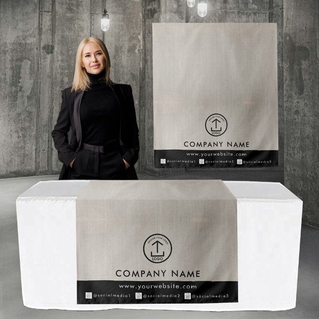 Tenture Business Table Runner Banner Linen Logo Social  (Business Table Runner Banner Linen Logo Social Tapestry)