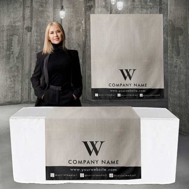 Tenture Business Table Runner Banner Linen Social Media (Business Table Runner Banner Linen Social Media Tapestry)