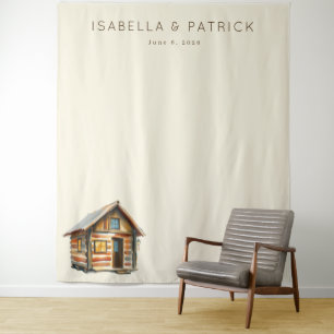 Tenture Cabine en bois rustique beige vintage