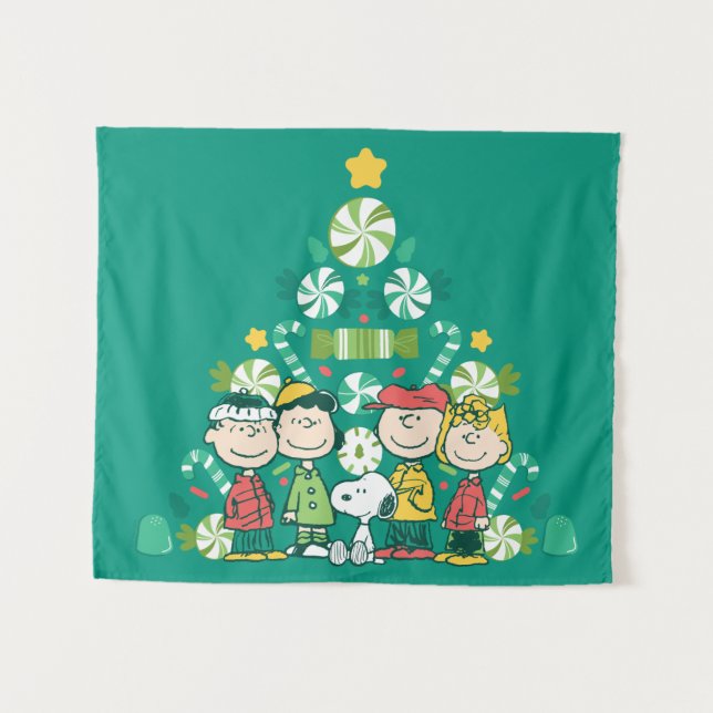Tenture cacahuètes | Arbre de Noël de menthe poivrée (Devant (Horizontal))