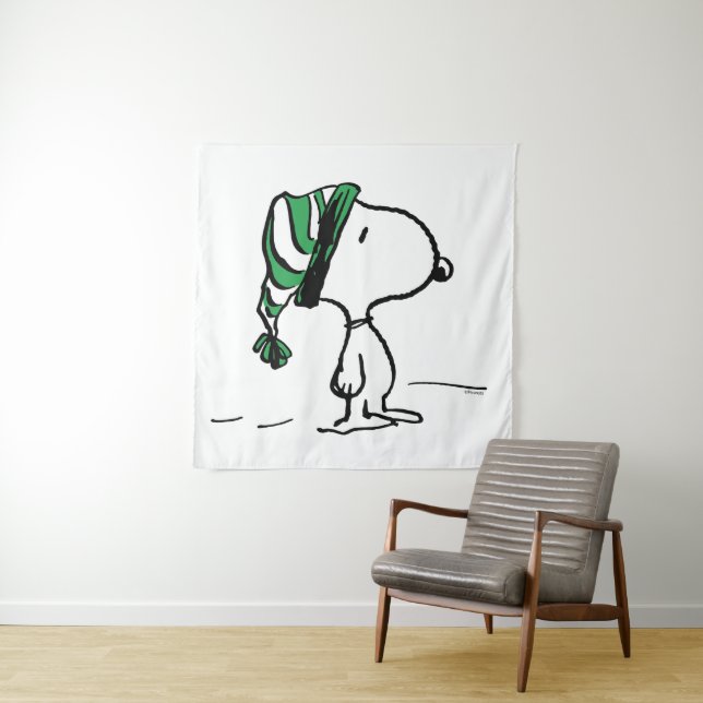 Tenture cacahuètes | Snoopy Green Casquette de neige (En situation)