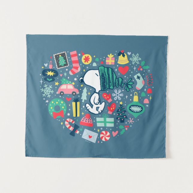 Tenture cacahuètes | Snoopy Holiday Happiness Heart (Devant (Horizontal))