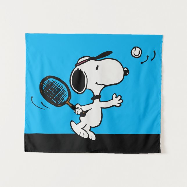 Tenture cacahuètes | Snoopy Joue Au Tennis (Devant (Horizontal))