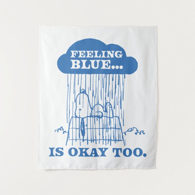 Tenture cacahuètes | Snoopy Sentiment Bleu Est OK Aussi (Devant)