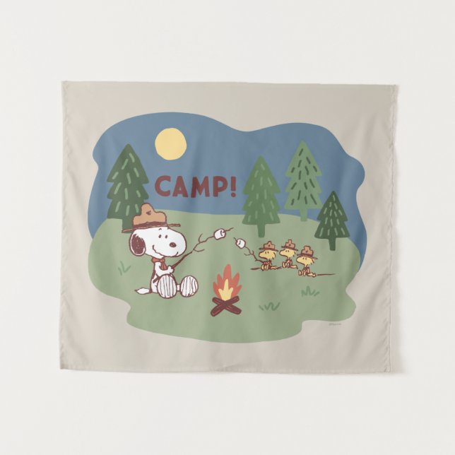 Tenture cacahuètes | Snoopy & Woodstock au feu de camp (Devant (Horizontal))