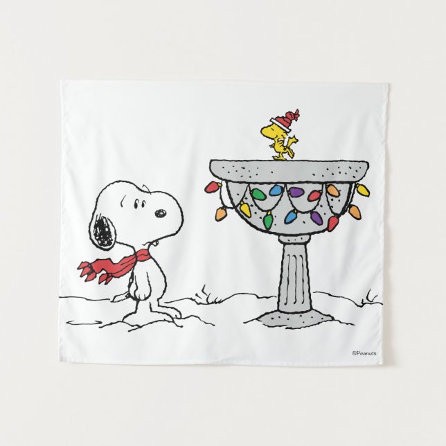 Tenture cacahuètes | Snoopy & Woodstock Froid Birdbath (Devant (Horizontal))