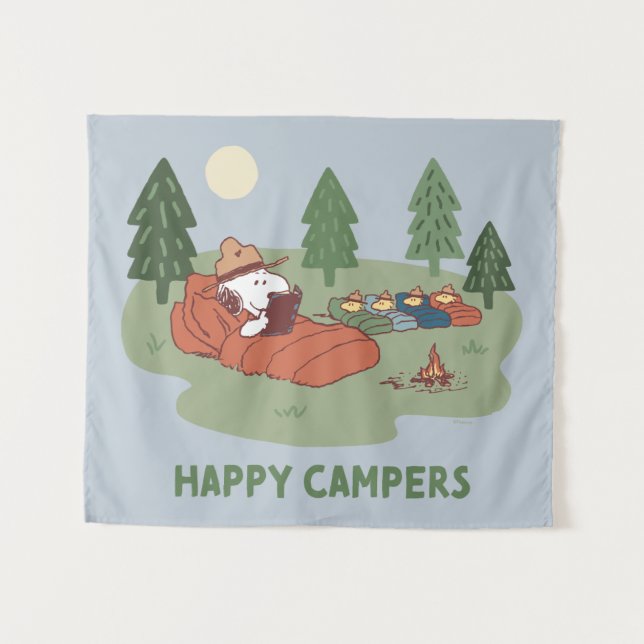 Tenture cacahuètes | Snoopy & Woodstock Happy Campers (Devant (Horizontal))