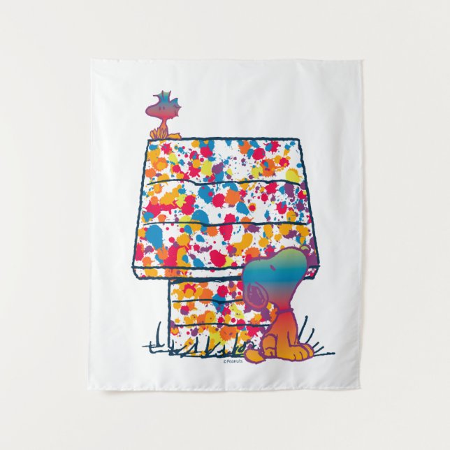 Tenture cacahuètes | Snoopy & Woodstock Rainbow Paint (Devant)