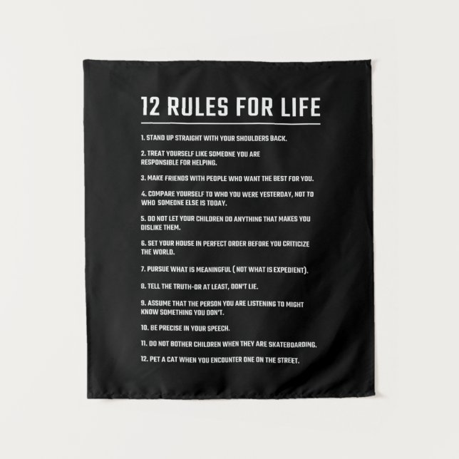 Tenture Cadeau Anniversaire 12 Règles pour la vie (Devant)