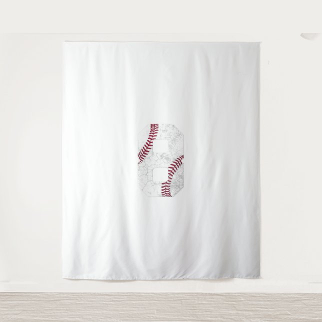 Tenture Cadeau de baseball pour 8e anniversaire 2014 8 ans (Devant)