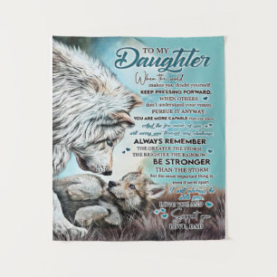 Tenture Cadeau de famille lion à ma fille, anniversaire de