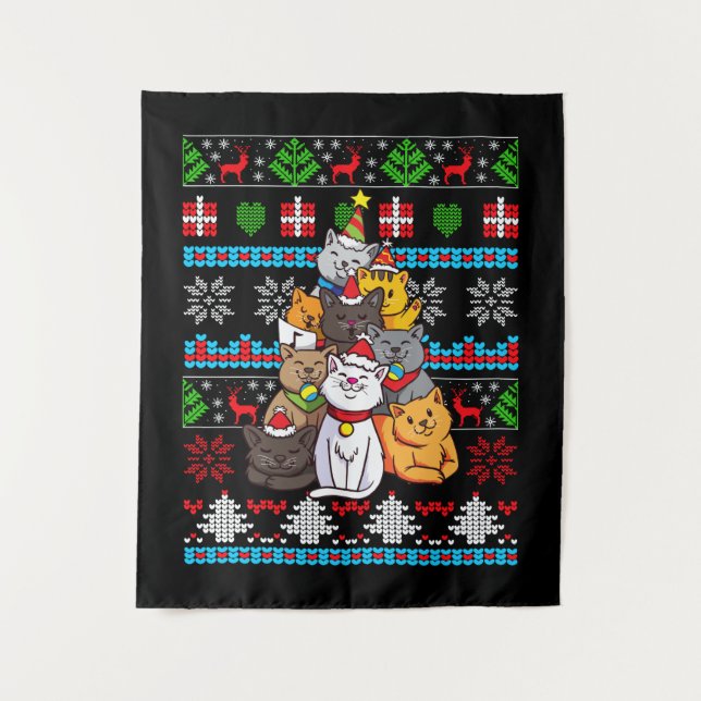 Tenture Cadeau de Noël Arbre de chat (Devant)