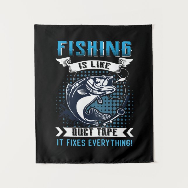 Tenture Cadeau Pêcheur La Pêche Résout Tout (Devant)