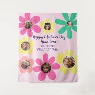 Tenture Cadeau photo Floral Rose Grandma personnalisé 7 ph