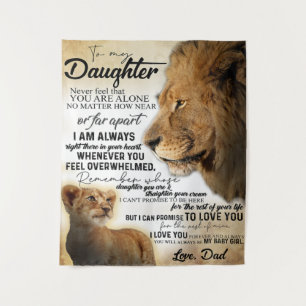 Tenture Cadeau pour ma fille Famille de lion, anniversaire